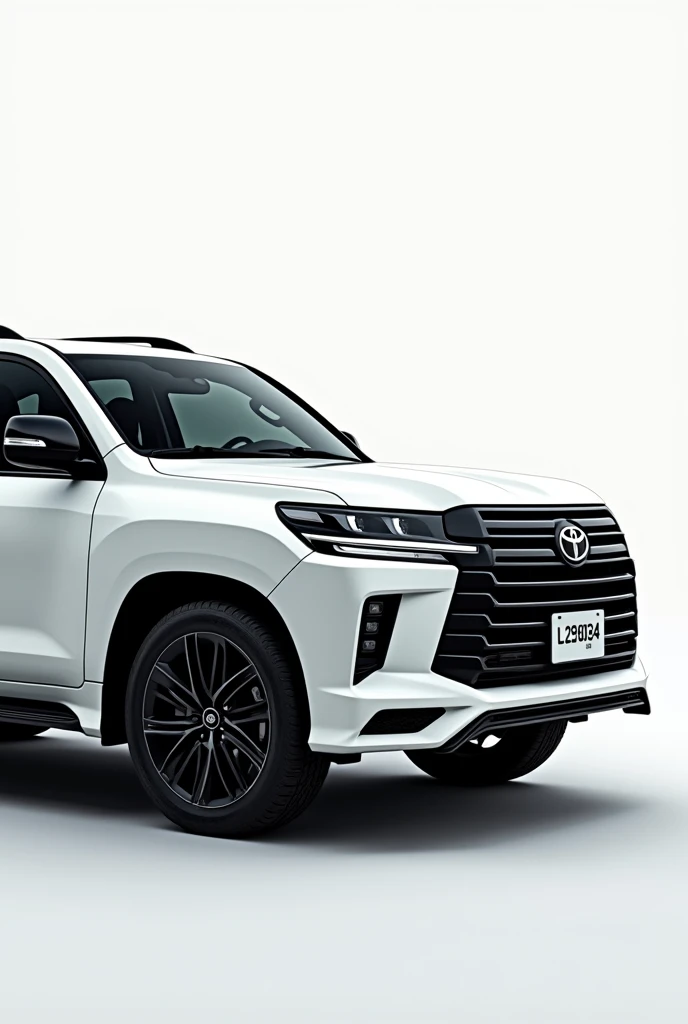 Landcruiser white VXR 2020 Dubai model with L 29034 NUMBER PLATE ..Right Side view . number plate should be clear ..white background