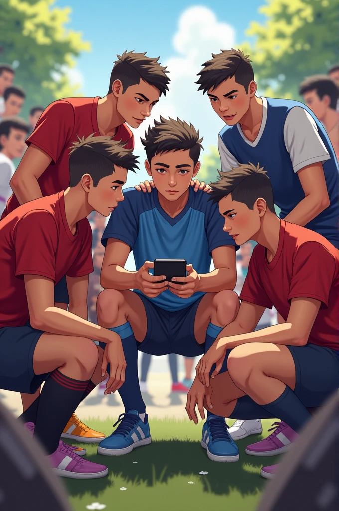 boys 18 playing a game from Konami's efootball game mobile