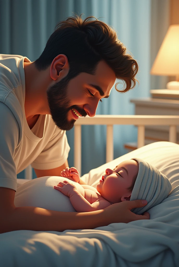 after a long wait, Guilherme was called to see his newborn son. Gabriel Rafael