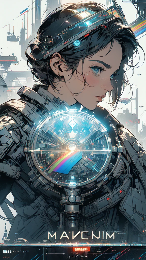(((masterpiece, highest quality))),(((solo:1.2))),(((1girl:1.2))),32k wallpaper, very detailed, poster, vintage science fiction,(((((geometric cinematic movie poster))))), ((((bauhaus)))),(((abstract))),((((mid century modern)))),(((((portfolio))))),(((((Close-up))))),(((((bust up))))),((((more various angle)))),(((highlight))),(((complete. detailed face))),(((Extremely talented))),(((most complecated machine))),(((Overall colorfully))),((((((Absolutely simple background)))))),(((((detailed futuristic machine))))),(((Cleavage))),(((marvel super heroes))),(((rainbow color scheme))),(((Very detailed UI))),(((So many meters))),(((Perpetual Motion Machine)))