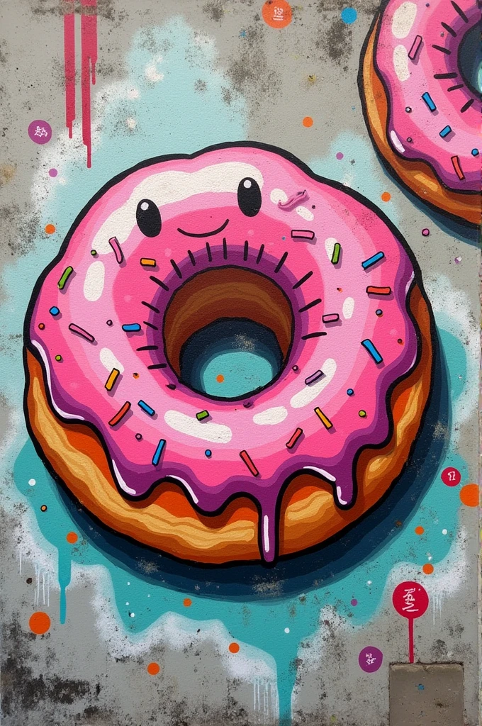 street art doodle of doughnut