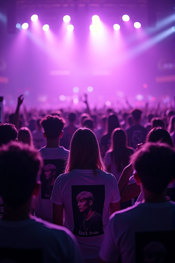 Army at BTS concert wearing yoongi t-shirt
With purple light