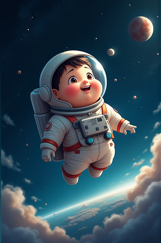 Draw me a picture , chubby boy is an astronaut