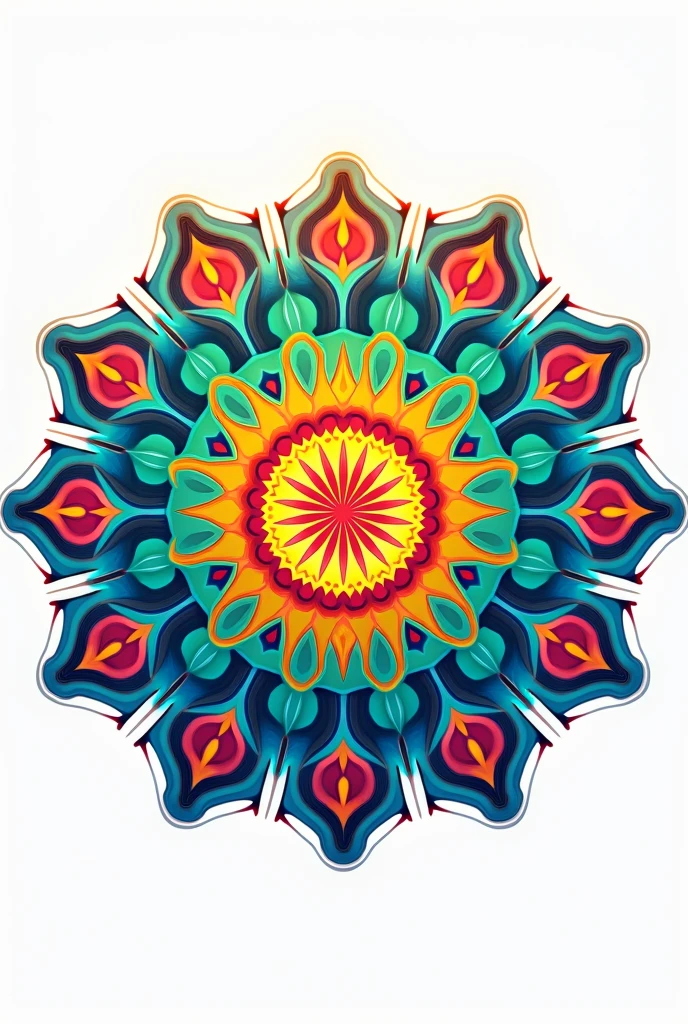 Colourful mandala bright and peaceful with white background