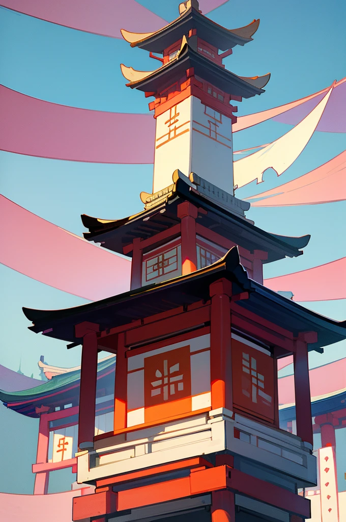 Please draw a beautiful Japanese festival scene in line art style.。The background is colorful squares and shrines.、Many people々Please describe how they are enjoying the festival with a smile.。