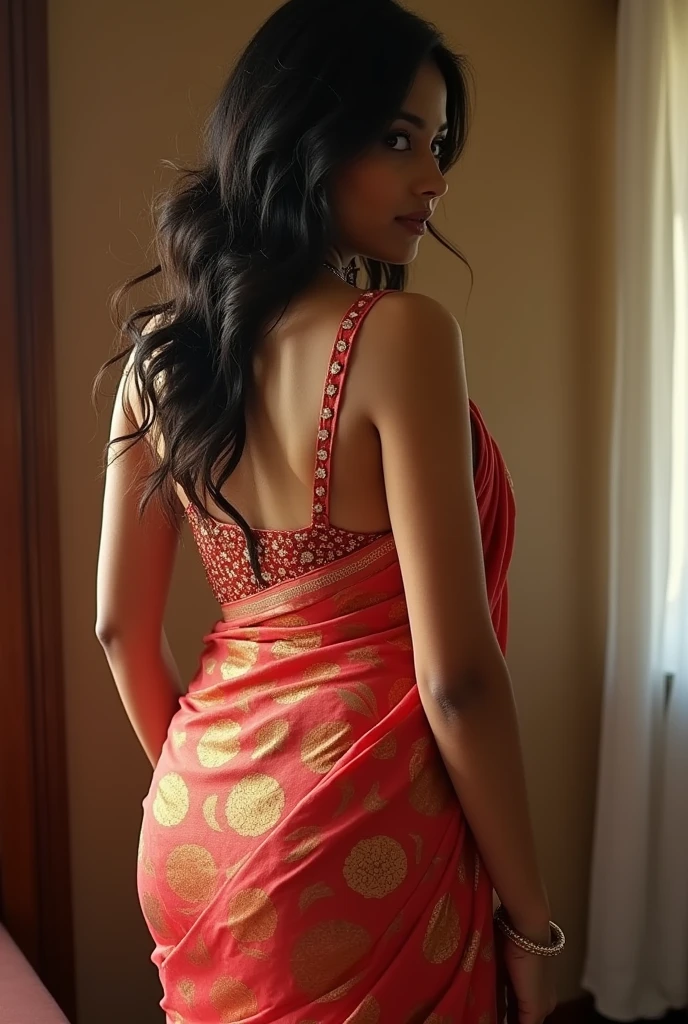 Hot indian women showing her big butt whose skin is white wearing a saree