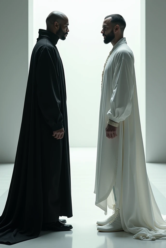 2 Man
1 person wear full black
1 person wear full white
