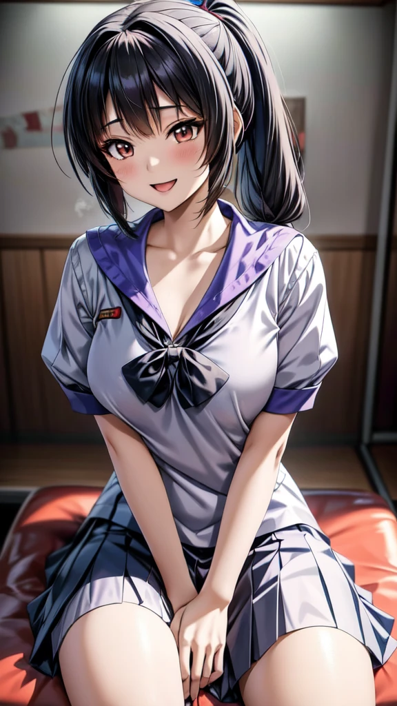 A Thai high school girl in an anime style with long ponytails sits on a sofa holding a microphone and sings in a karaoke room, while smiling playfully. The room is dark and dim.
Renaissance, anime style, drop shadow, anatomically correct, best quality, UHD, masterpiece, anatomically correct, best quality
