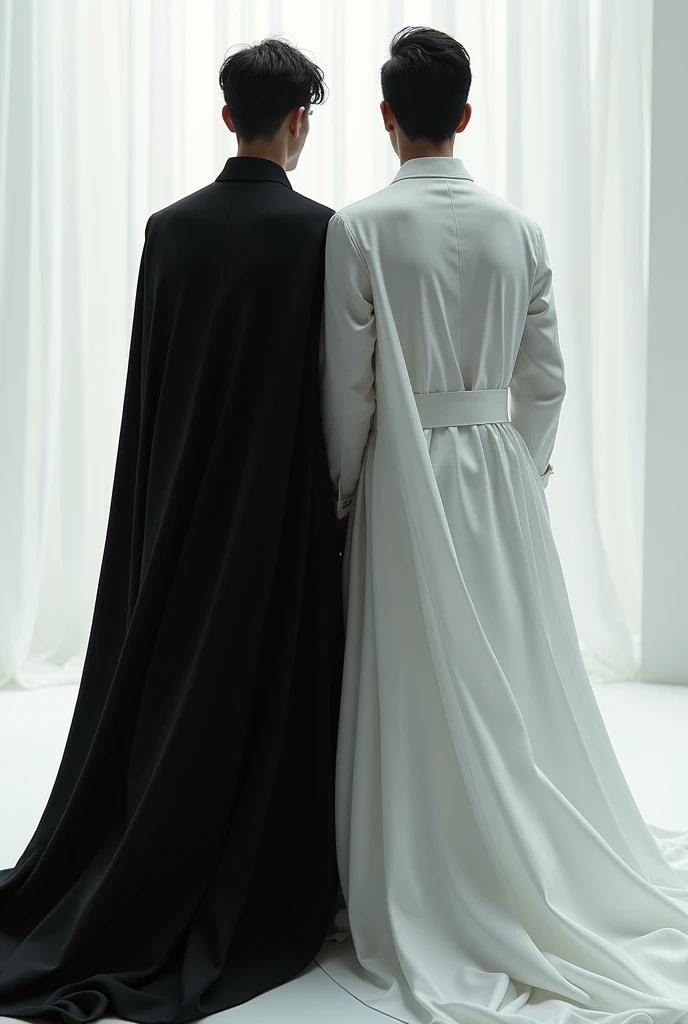 2 Man beautyful 
1 person wear full black
1 person wear full white
