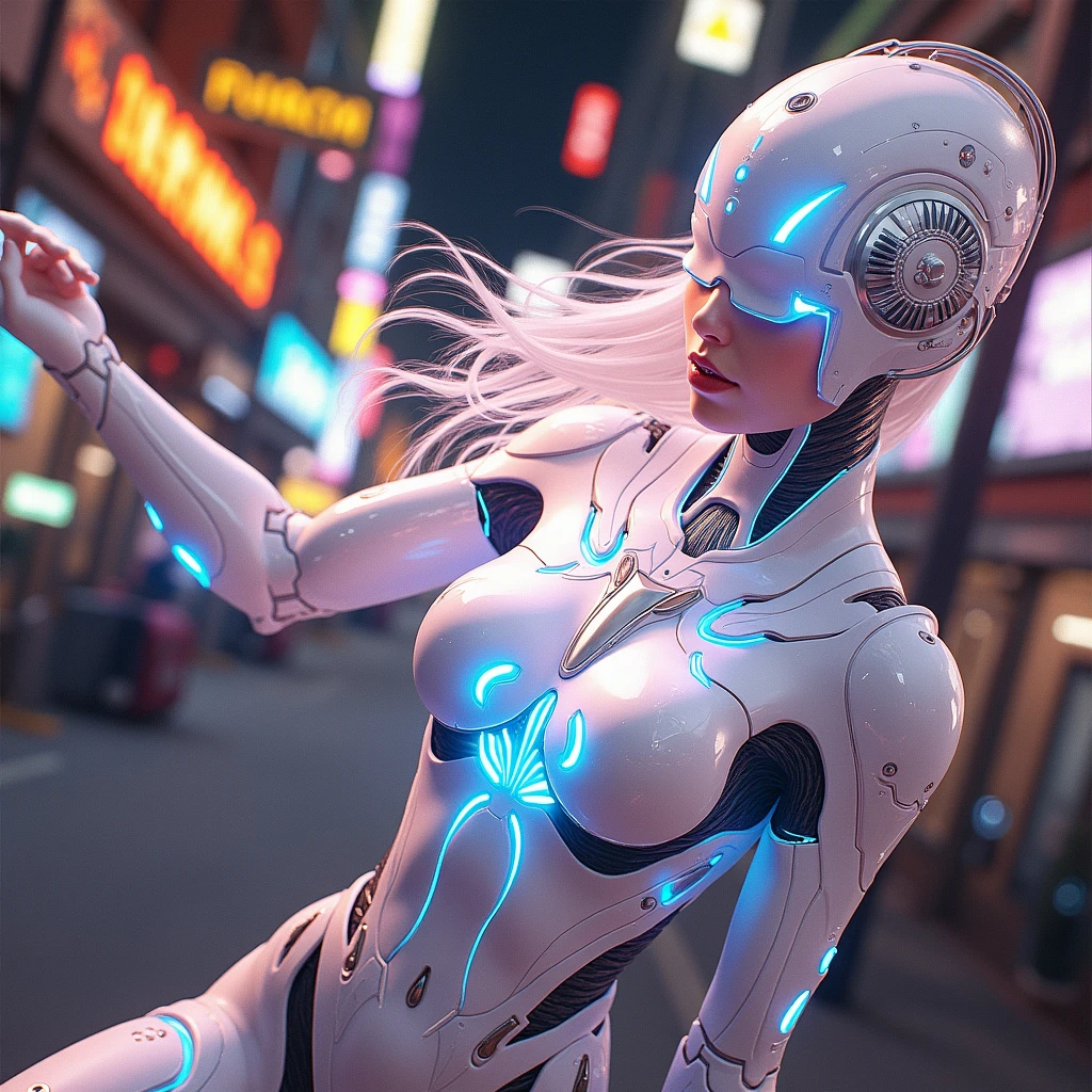 a woman in a futuristic suit with a glowing head and chest, cyberpunk art inspired by Marek Okon, cgsociety contest winner, digital art, gynoid cyborg body, girl in mecha cyber armor, cyber suit, cybersuit, in white futuristic armor, cybersuits, diverse cybersuits, gynoid body, echo from overwatch, perfect anime cyborg woman