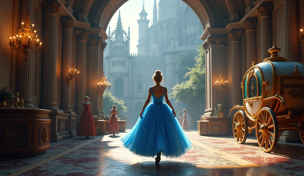 Run to the carriage, Cinderella Blue Party, Inside the castle