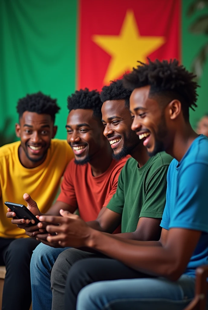 20year old boys playing efootball game mobile Konami 4 boys behind the soomaliya flag
