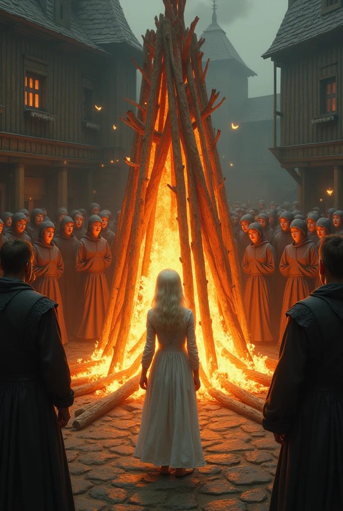 Albino Teenage Girl Being Burned at the Stake