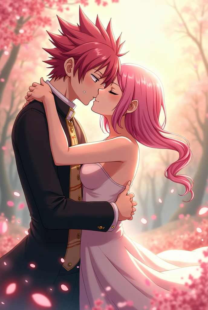 Natsu dragneel and pink hair outer moka kissing