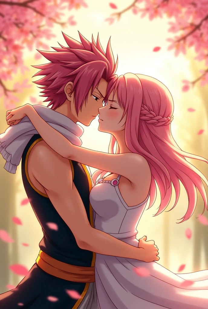 Natsu dragneel and pink hair outer moka kissing