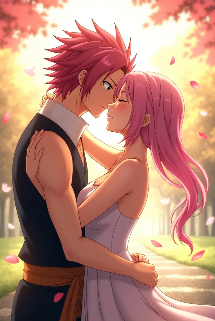 Natsu dragneel and pink hair outer moka kissing