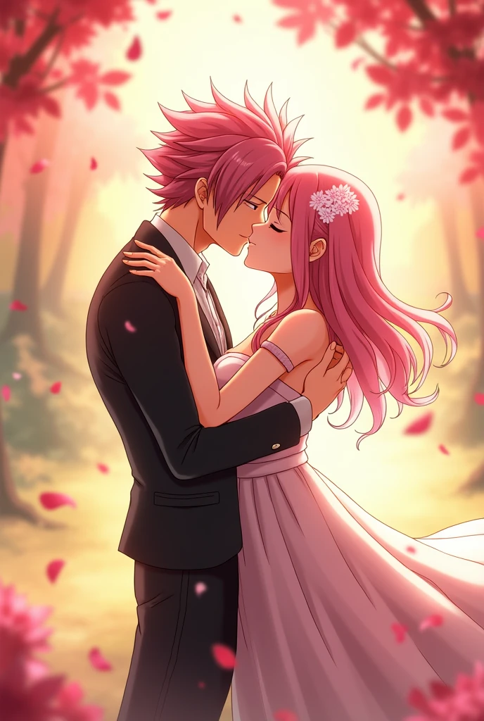 Natsu dragneel and pink hair outer moka kissing