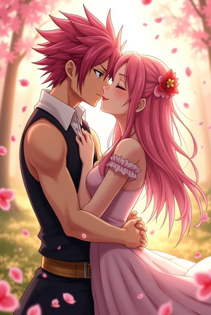 Natsu dragneel and pink hair outer moka kissing