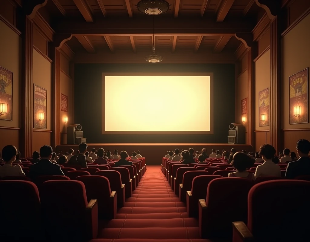 Old cinema、The screen is in the middle、Showa