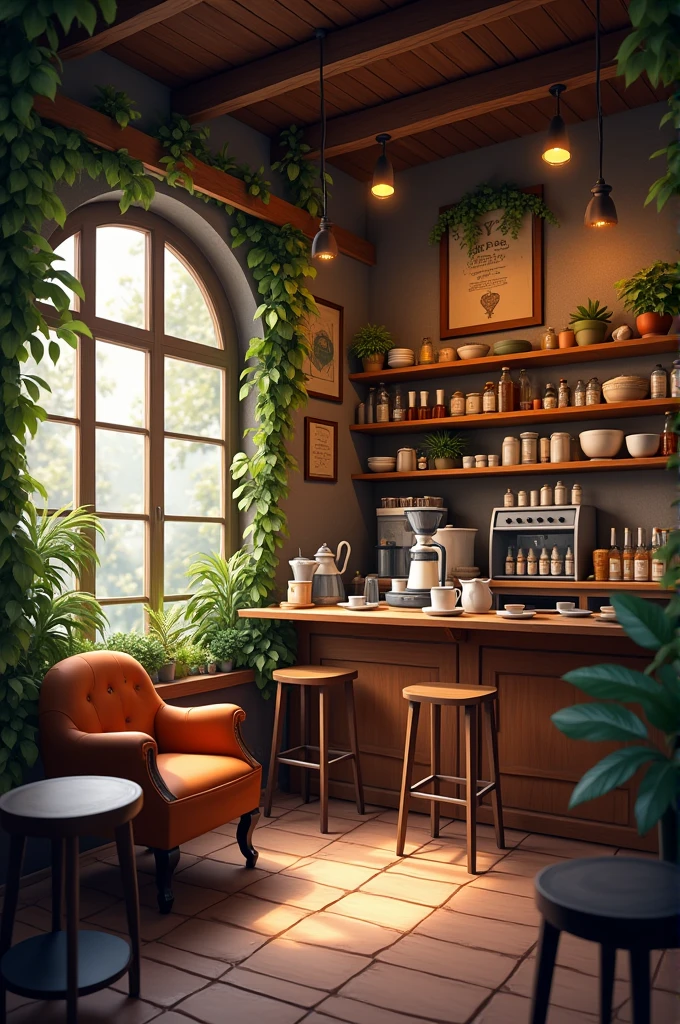 A simple coffee shop, unassuming and cozy, welcomes locals with its warm atmosphere. The aroma of freshly brewed coffee fills the air, offering a quiet escape from the bustling world outside.