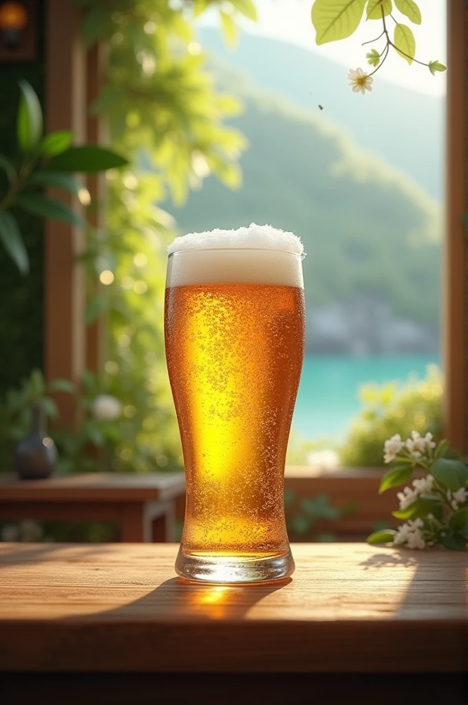 A picture with beer in a nice place 