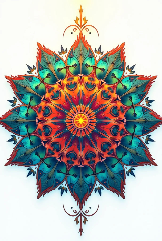 Generate me a colourful mandala bright and peaceful with white background