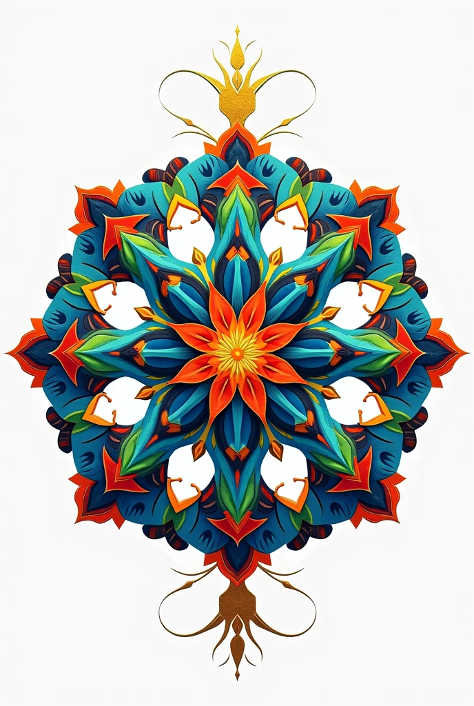 Generate me a colourful mandala bright and peaceful with white background 