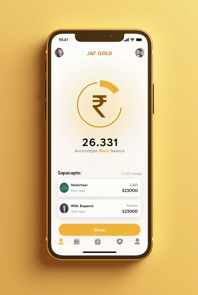 Create an image of the interface of the Jar Gold Savings app and also I should have 26331 rupees invested in my jar gold balance 