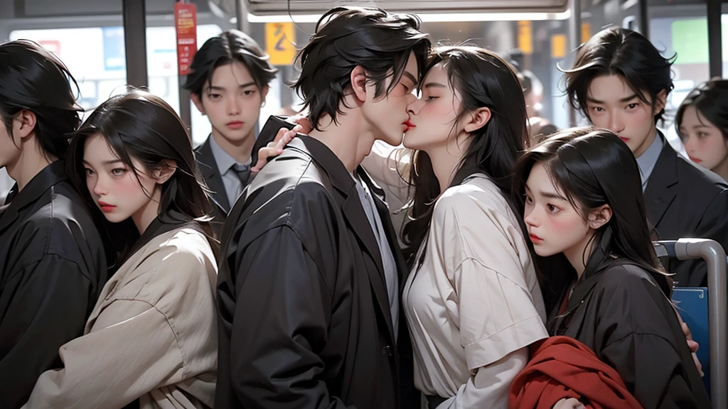 , (In a crowded train: 1.5), The man kisses her violently, (A man takes off his girlfriend's clothes'S Rock: 1.5), (The man hugs her chest: 1.5), (At S.F.w.: 1.1), (((Pussy visible through shirt))), (Groans of pain: 1.3), (Ecstasy: 1.5),