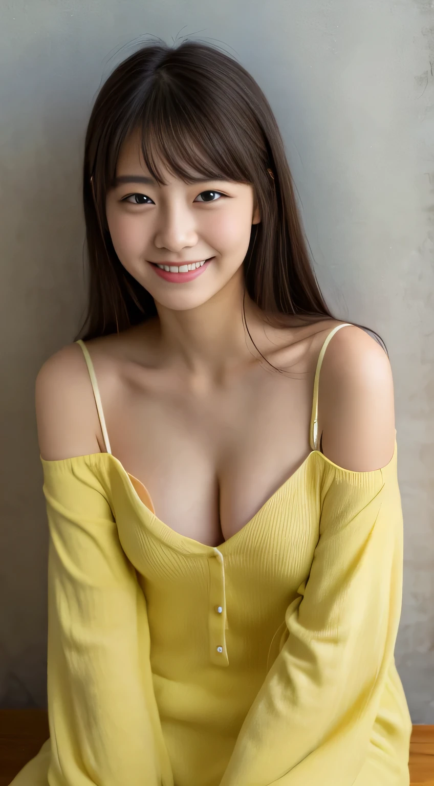 masterpiece,best quality,(Japanese girl),((Beautiful girl)),cleavage,(off shoulder:1.2),(perfect body beauty:1.2),(shy smile),From above