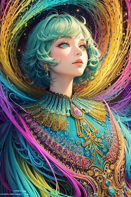 (masterpiece, Highest quality, Highest quality, Official Art, beautifully、aesthetic:1.2), (One person), Very detailed,(Fractal Art:1.3),colorful,Most detailed