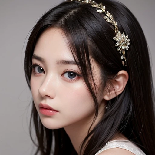 masterpiece, Highest quality, Highest quality, (Complex and detailed:1.2), Beautiful Eyes, one person's、On the white sheets、(Selfie)、(Shoulder-length hair)、sexy bra、(Slender figure)、(lie on one's stomach)、panties