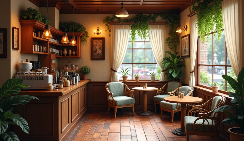 A simple coffee shop, unassuming and cozy, welcomes locals with its warm atmosphere. The aroma of freshly brewed coffee fills the air, offering a quiet escape from the bustling world outside.