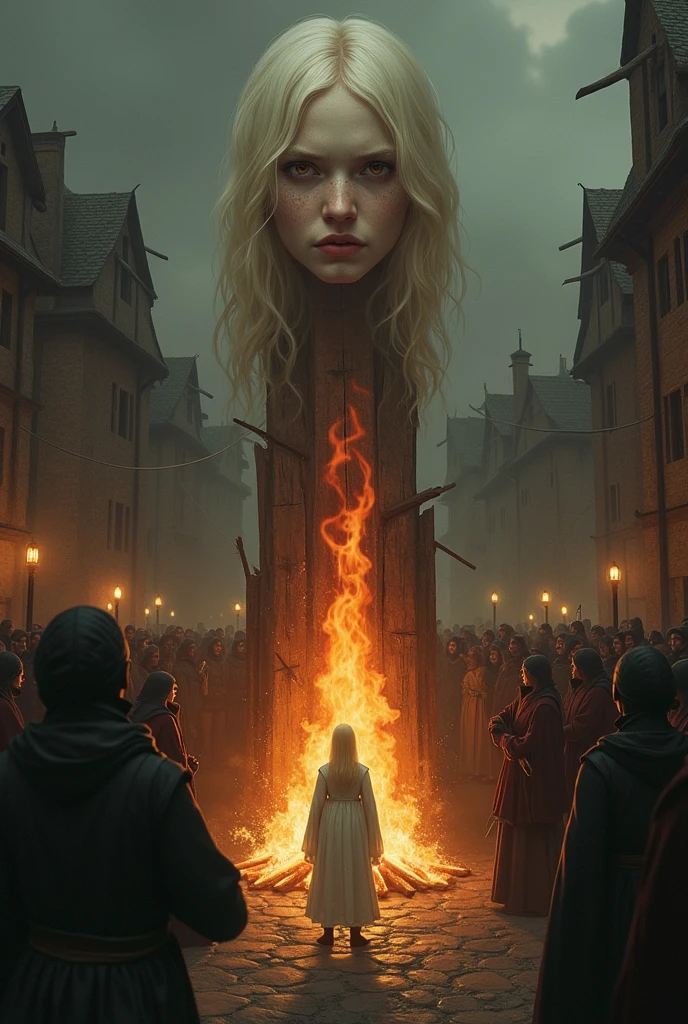 Albino Teenage Girl Being Burned at the Stake 

