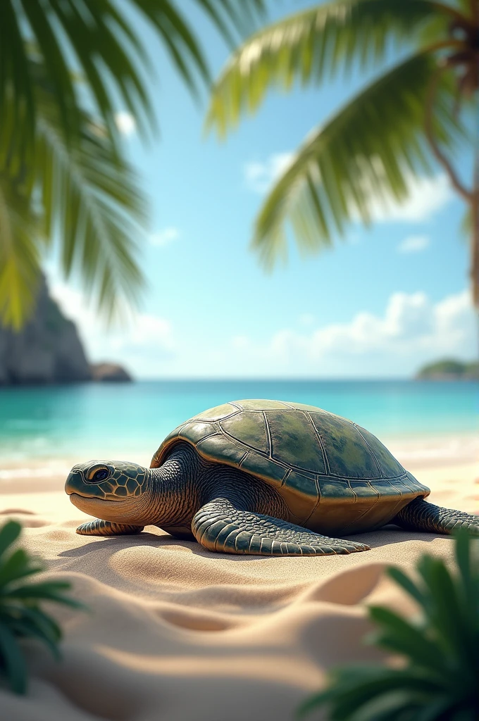 Sea turtle on sand