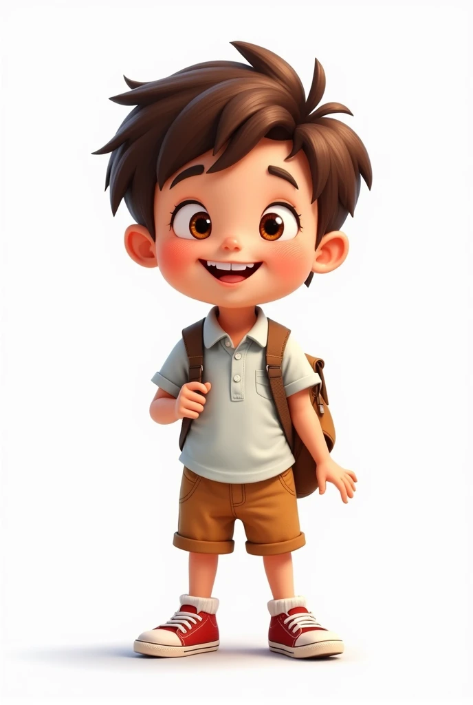 first grade student on a white background