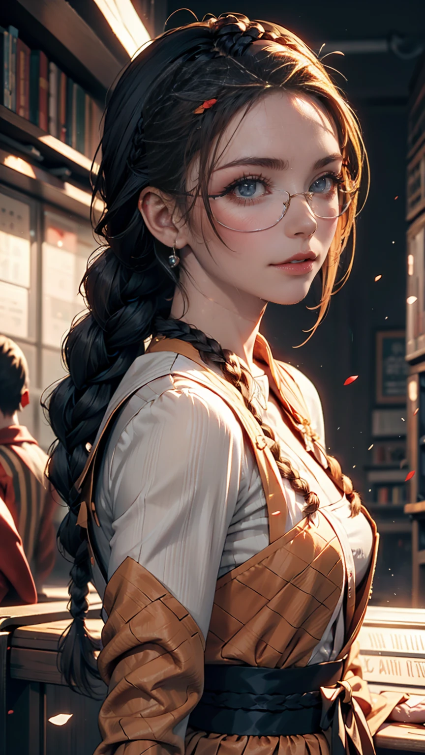 movieポスター,((Braided Hairstyles : 1.5)),Anime Reference 86 ,sf,sf,movie,War Action movie,null間,atmosphere,null,Battleship,Multiple characters,woman,adult,Green Eyes,Black Hair,(Pia&#39;s Bangs Hairstyle) : 1.8 ),(Red glasses),General uniform,White commander&#39;s uniform,Realistic facial details,realism,3D Face,