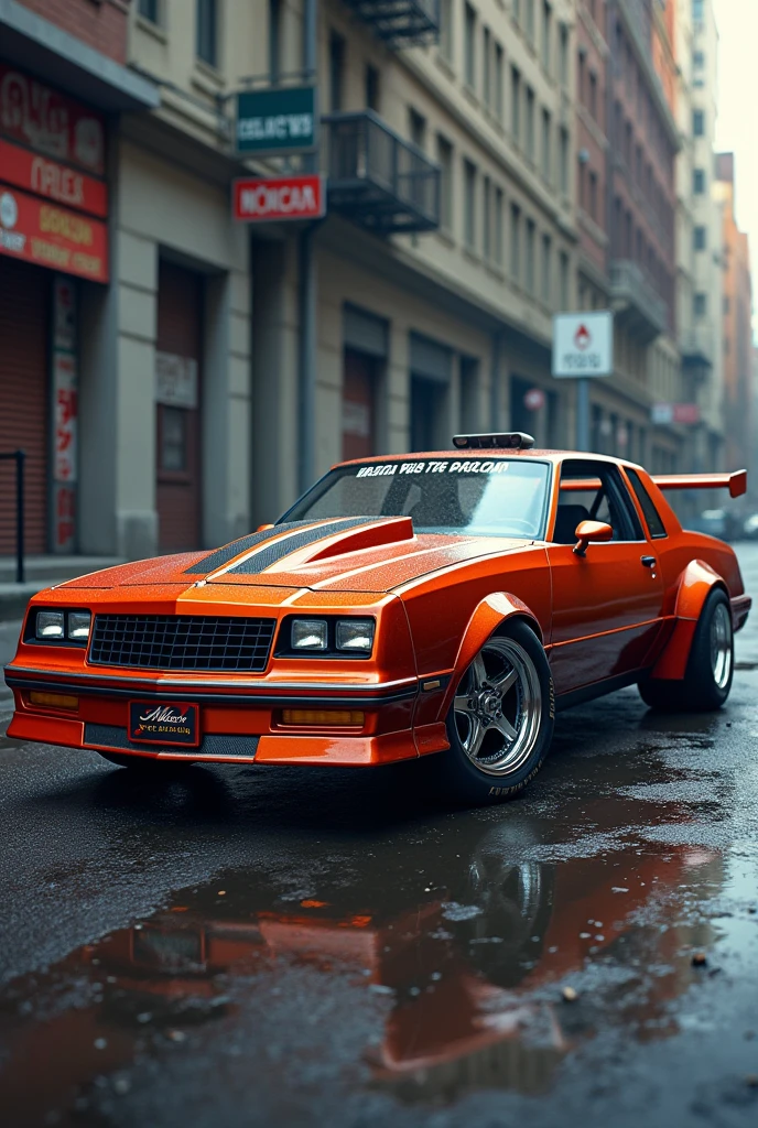 (photorealism:1.2), Chevrolet Montecarlo 1982 pro street style Celso design