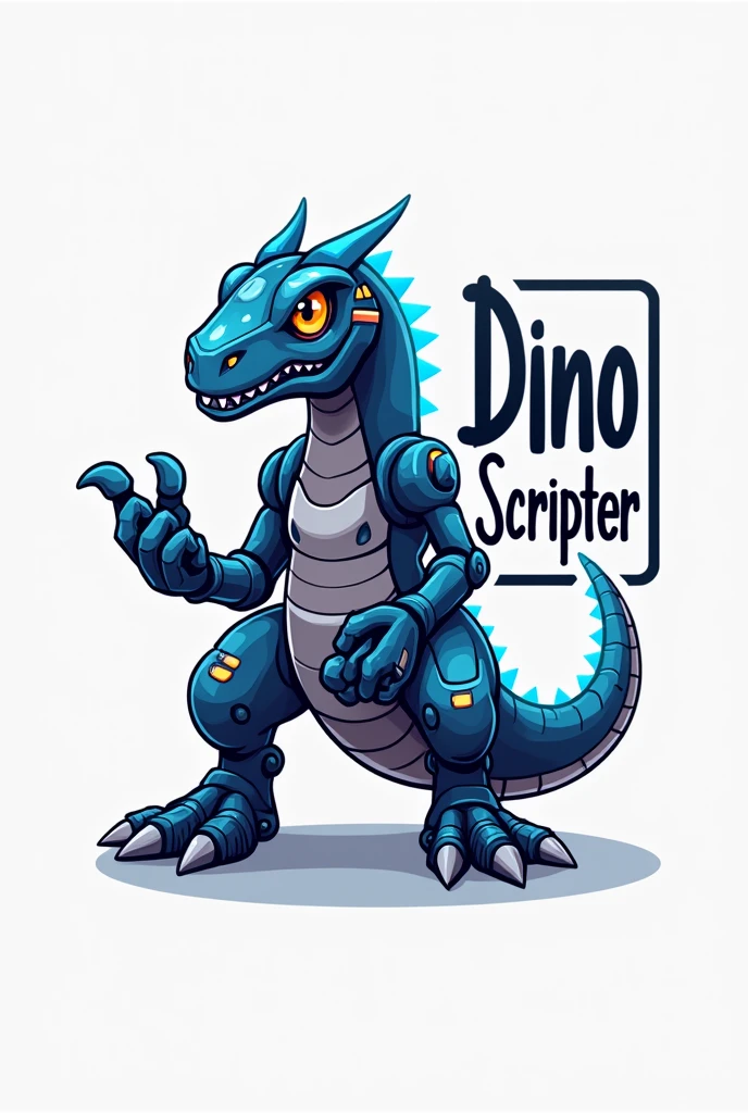 Create a chenal logo with a ai anime image and with a taxt of DINO SCRIPTER
