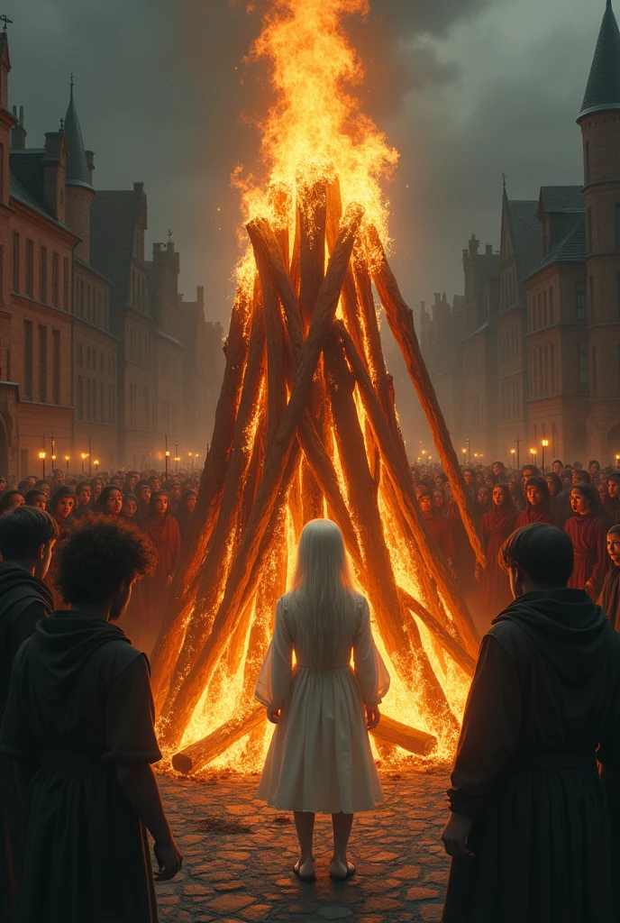 Albino Teenage Girl Being Burned at the Stake 

