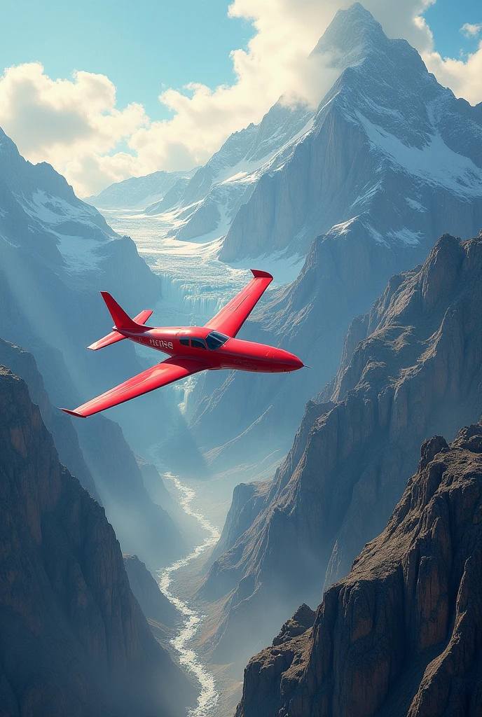 A mountain with a red plane