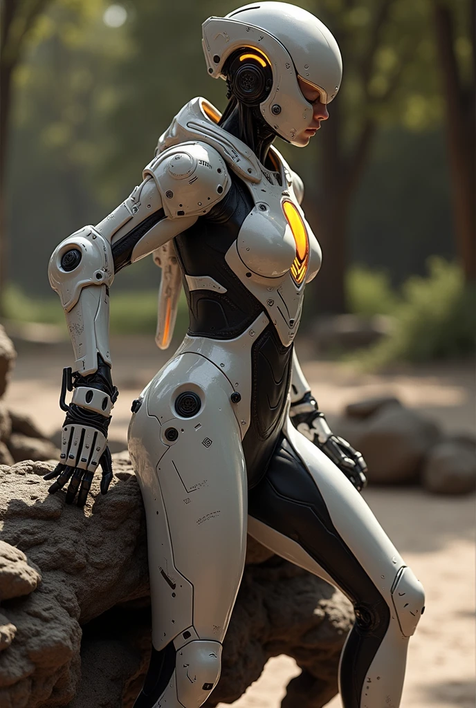 a woman in a futuristic suit with a glowing head and chest, cyberpunk art inspired by Marek Okon, cgsociety contest winner, digital art, gynoid cyborg body, girl in mecha cyber armor, cyber suit, cybersuit, in white futuristic armor, cybersuits, diverse cybersuits, gynoid body, echo from overwatch, perfect anime cyborg woman