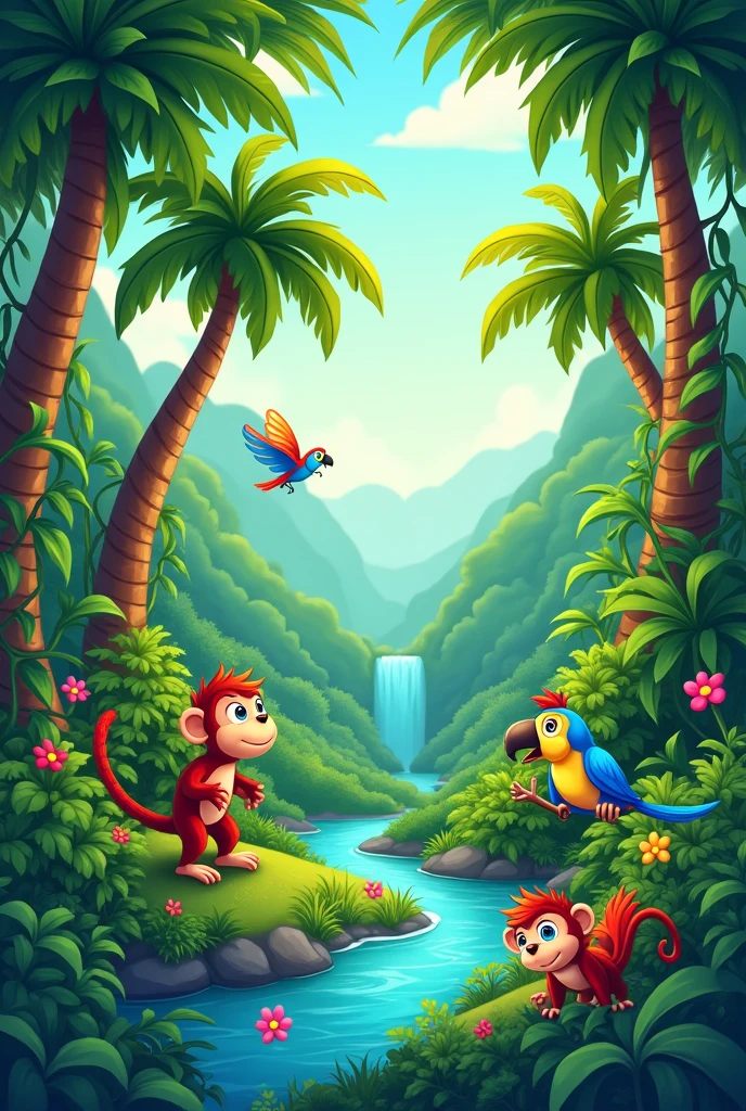 Cartoon jungle background for YouTube 