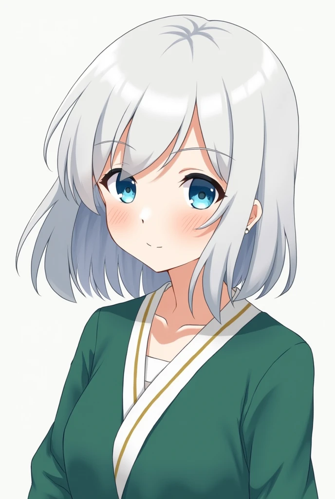 Anime girl with a scar on her face, by white, sky blue eyes and wearing the My Hero Academia uniform