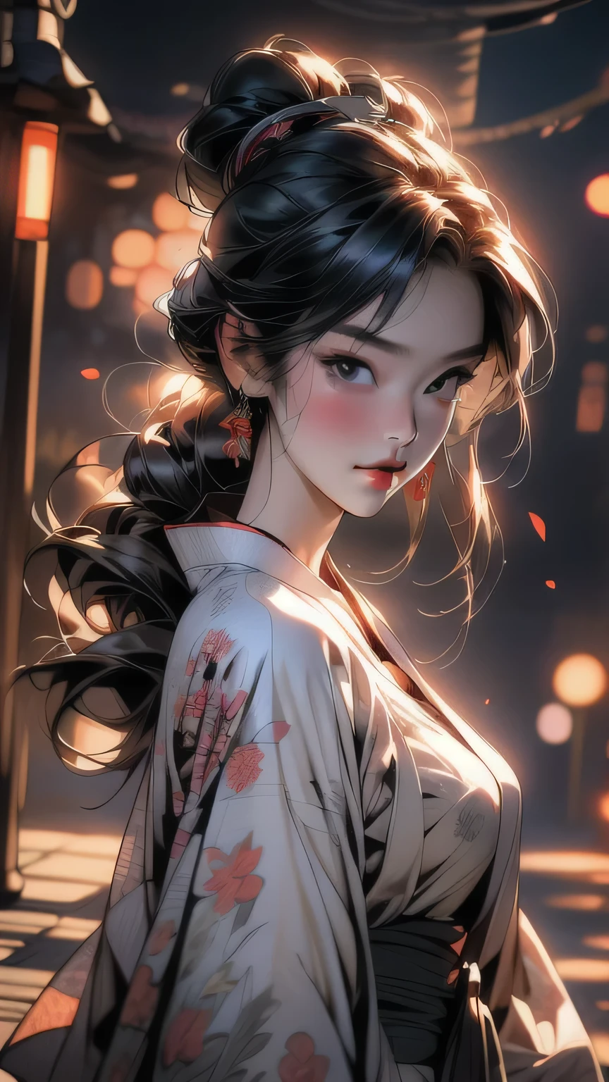 (Cinematic Light, 最high quality, 8k, masterpiece: 1.3), (The world is wonderful, Japanese Goddess, One beautiful woman in the Japan), (necklace, bracelet, anklet, Leg Ring), (Cleavage, sexly, Highly detailed breasts), (Big Tits), Årafed woman in kimono, kimono, classic kimono, kimono, Japan kimono, long beautiful flowing kimono, intricate geisha kimono, blue kimono with floral pattern, Japanese style, wearing kimono, Legs wide open, Inspired by Kano Hogai, masterpiece, 最high quality, high quality, High resolution、((Upper body portrait))、((Pause_random)), ((短い丈のkimono))