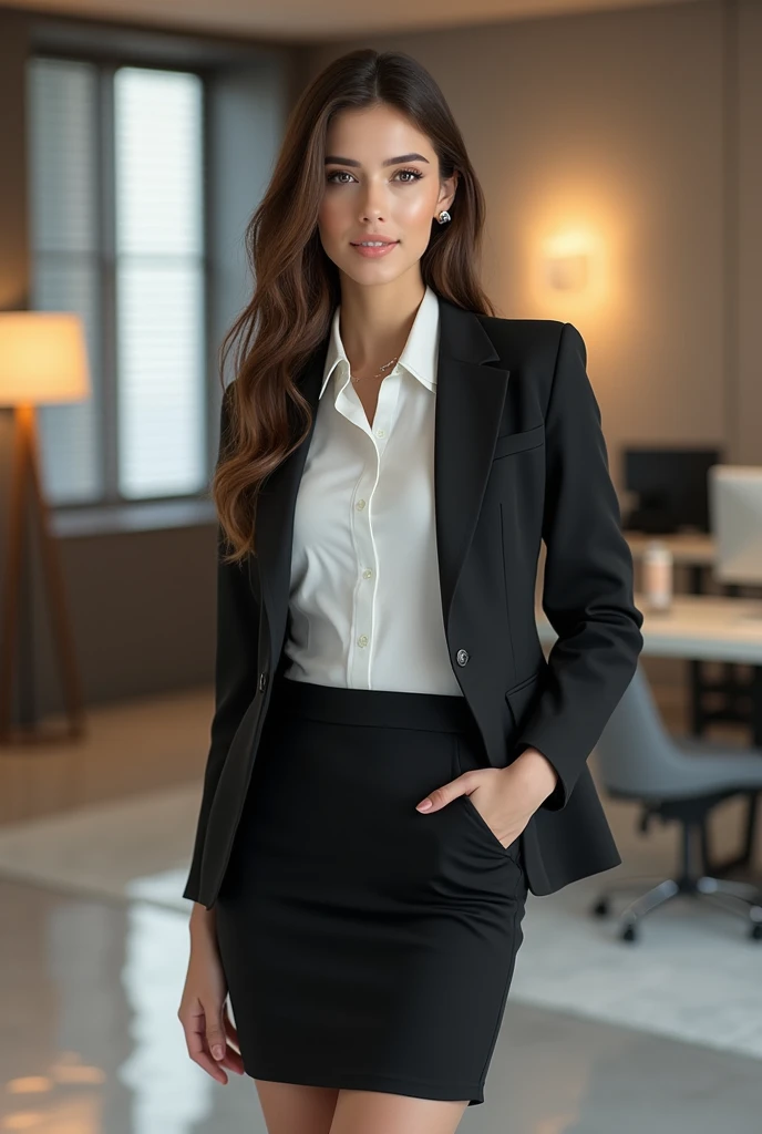 Young woman,In office clothes,firm breasts