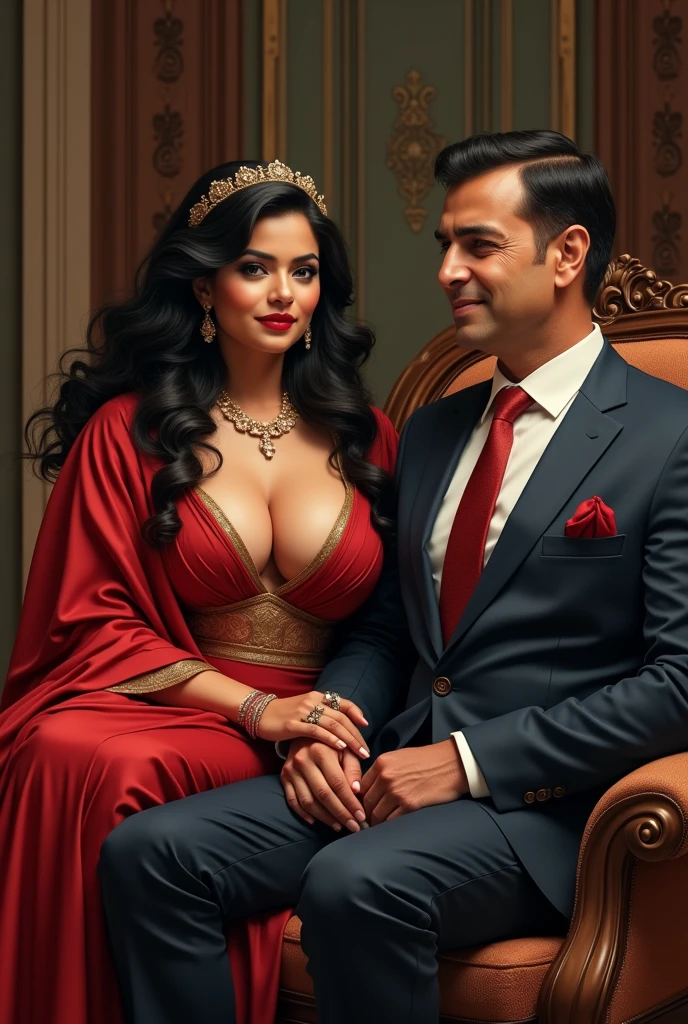 Wearing full body Academic regalia wealthy sri lankan average beautiful girl(big breasts and butt) sit in chair and sri lankan wealthy age 35 man with spec's (software,electrical,garments companies owner)
