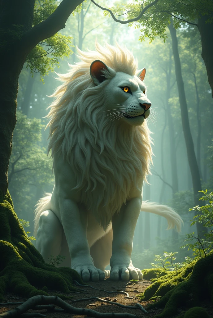 full-body shot，Lion&#39;s appearance，The human body，Ancient China，Lion spirit，((((sfw))))，Hunting in the deep woods，Lion spirit，Apparition，((((Eating food))))，Eating