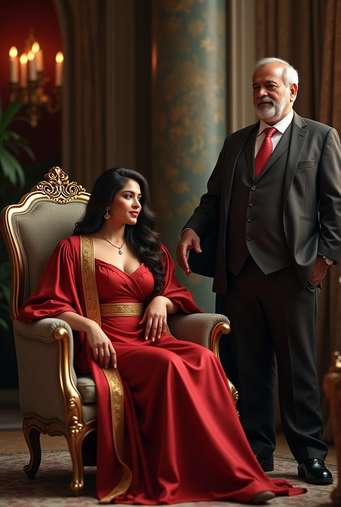  Wearing full body  Academic regalia  wealthy sri lankan average beautiful sexy girl(big  large breasts and butt) sit in chair with sri lankan wealthy young age 35 man(software,electrical,garments companies owner)