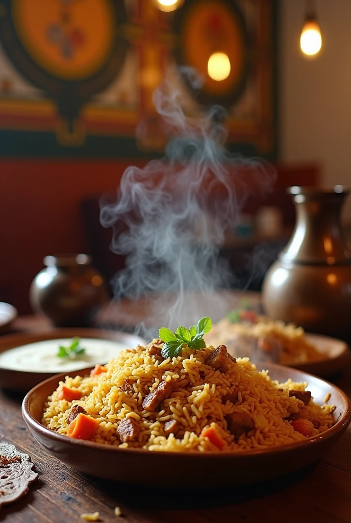 I need a biryani with some steam on the top with a good ambience